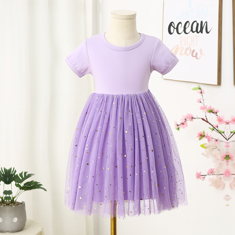 Girl's Dresses Summer Young Children Girls Dress Princess Pink Sequin Lace Even Party Cotton Layered Dress Toddler Kids Girls Costum 230519