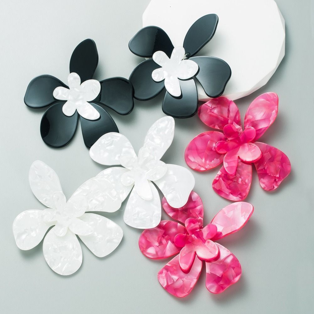 Dangle Chandelier White Exaggerated Acrylic Resin Large Flower Drop Earrings for Women Fashion Holiday Party Statement Jewelry Accessories 230519