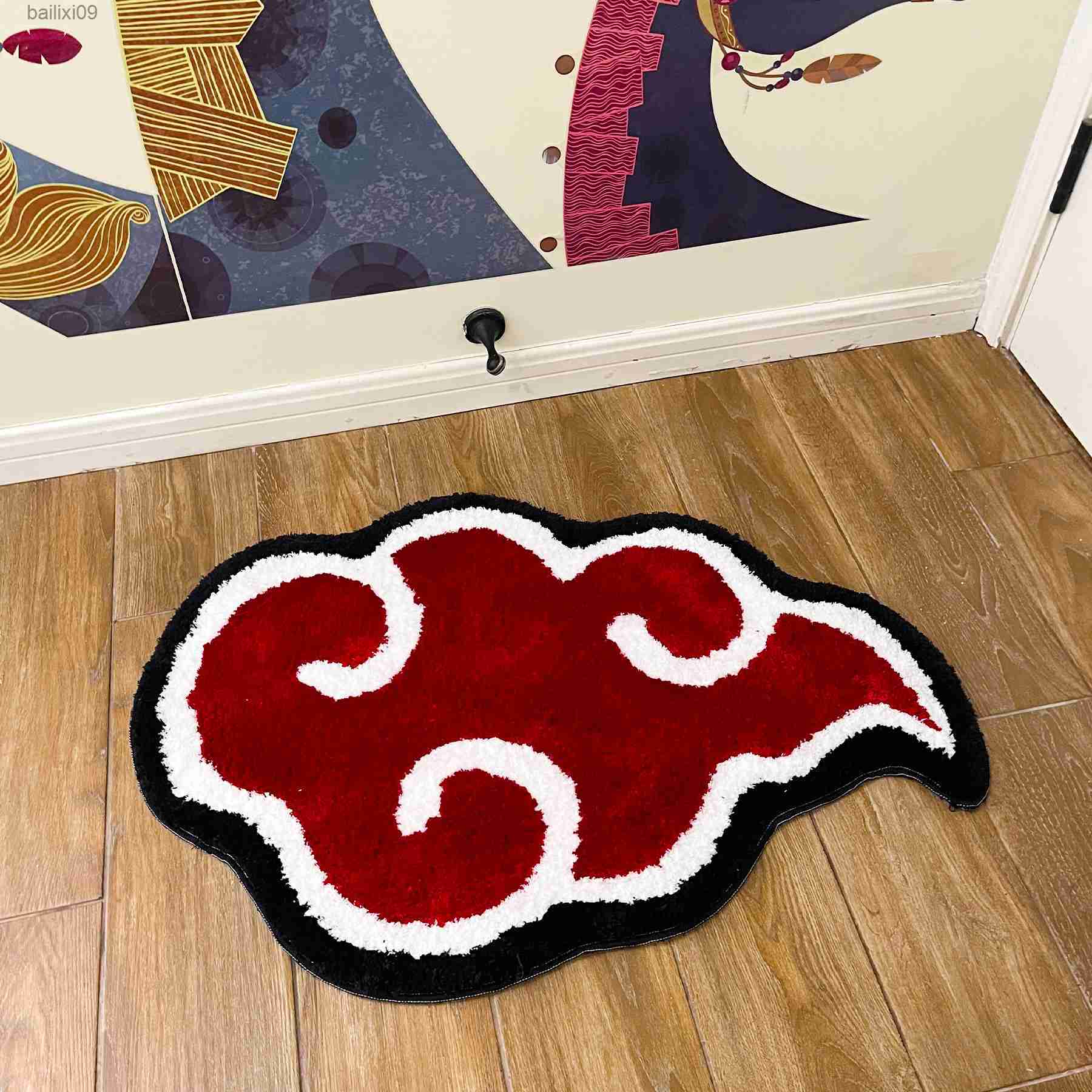 Carpets Japanese Anime Red Cloud Doormat Mat Anti-Slip Kitchen Bedroom Handmade Tufted Rug Carpet Living Room Entrance Rug Home Decor T230519