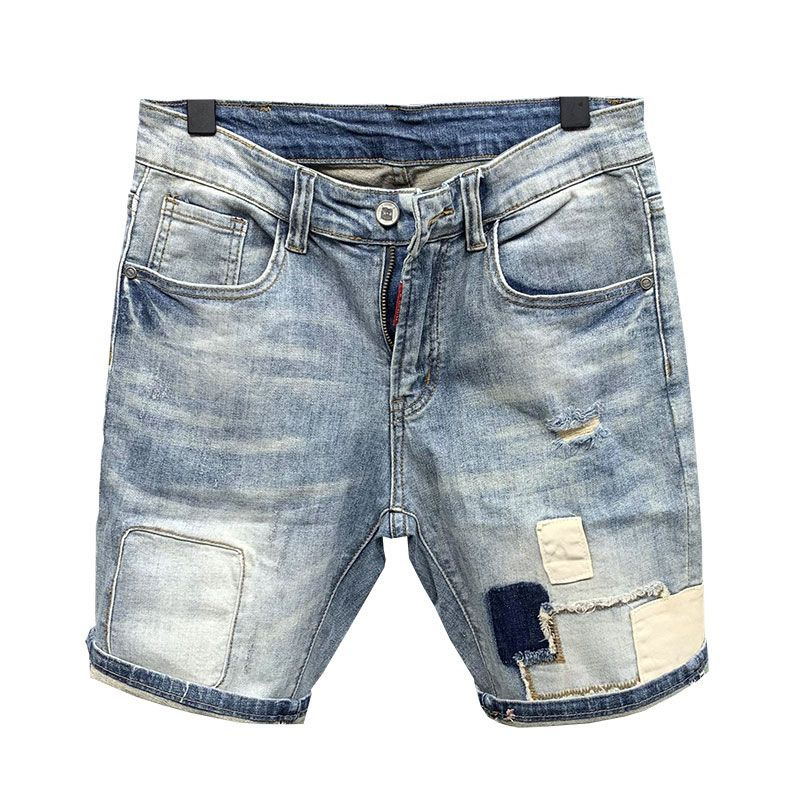Mens Jeans Ripped Denim Shorts Light Blue Fifth Pants Trendy Allmatch Loose Woolen Split Ing Short 230519