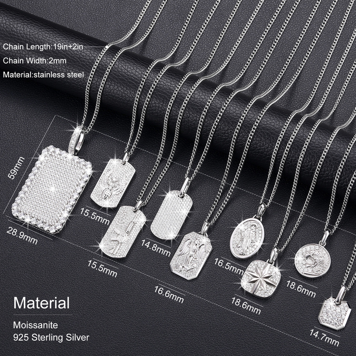Pendant Necklaces S925 Streamline Tag For Men Women Hip Hop Jewelry D VVS Necklace With Free 2MM Steel Cuban Chain 230519