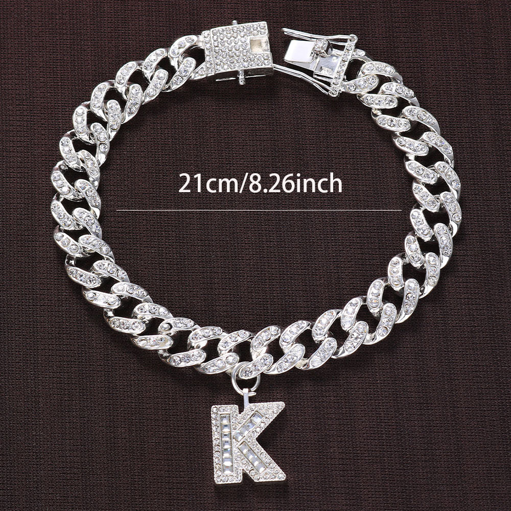 Chain Hip Hop A-Z Initial Bracelet Charm Jewelry Hand Men's Bangles Crystal Christmas 26 Letter Cuban Link Bracelets CZ Women Ice Out 230519