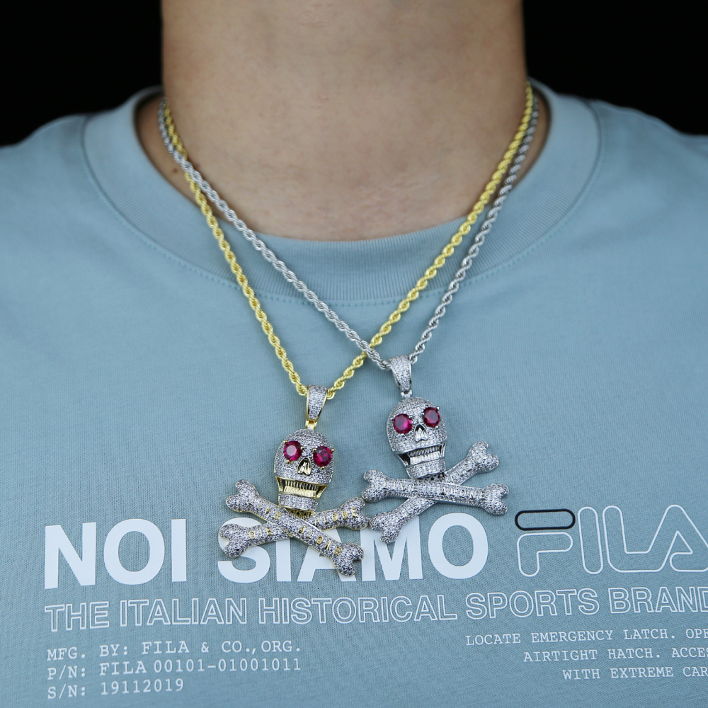 Chokers Iced Out Bling Pirate Skull Pendant Necklaces Gold Silver Color 5A Zircon Letters Live Alone Charm Men s Hip Hop Jewelry 230519