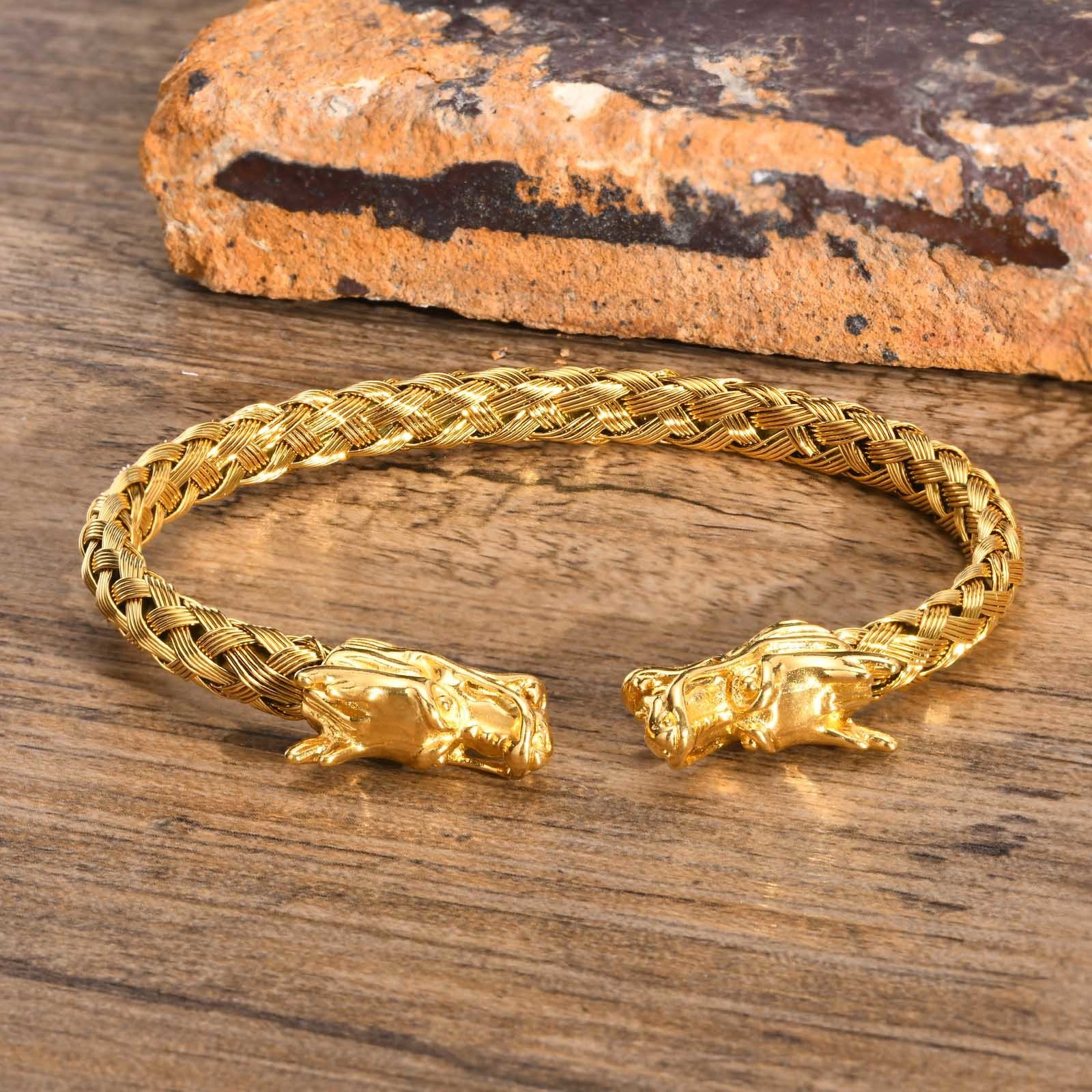 Chain Dragon Head Bracelet Men Bracelets Stainless Steel Weave Cuff Bangle Stacking Bangle Bracelet 230519