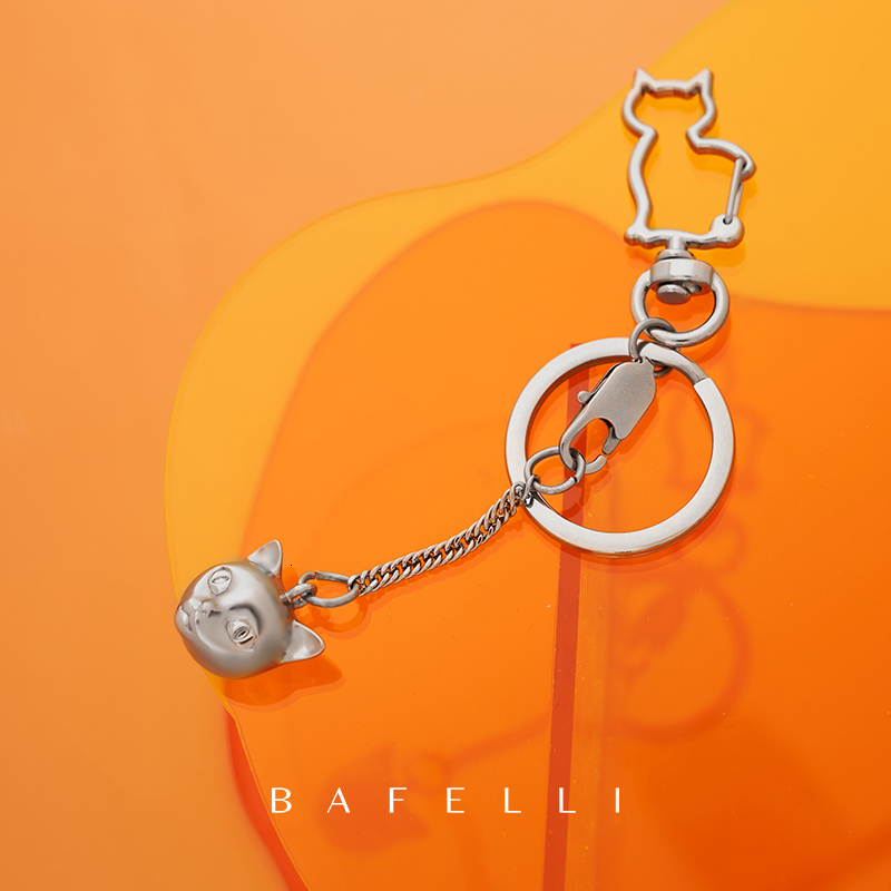 Bag Parts Accessories BAFELLI CAT SERIES LIGHTWEIGHT ORGANIZERS KEY CHAIN BAG ACCESSORY CUTE SILVER METAL 230519