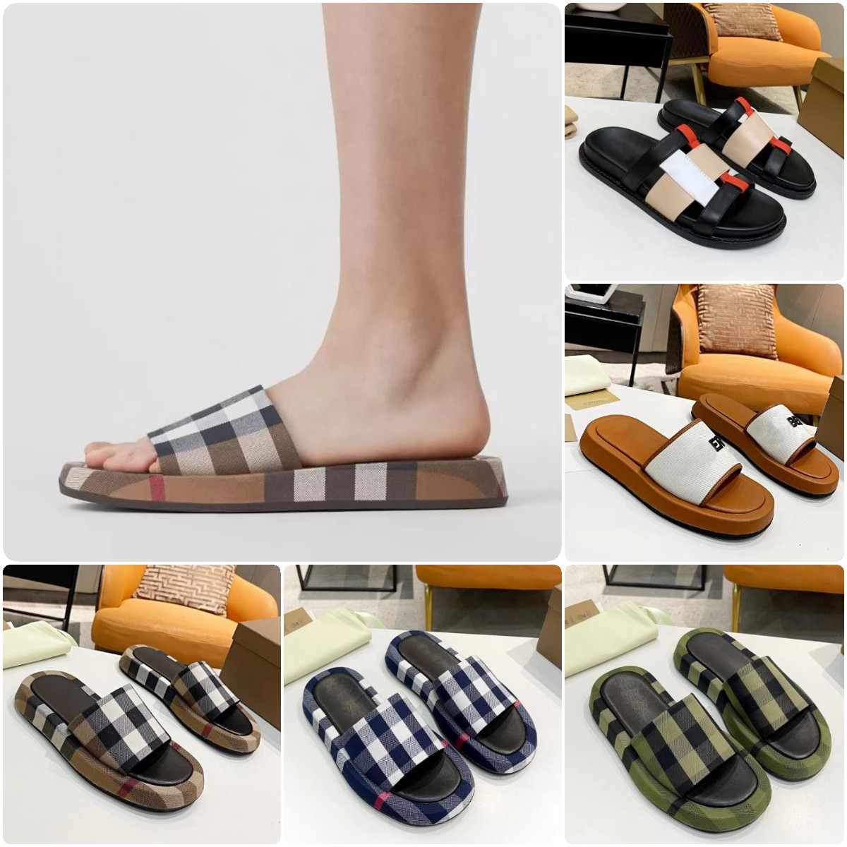 Vintage Slippers Women Fashion Letter BUR Slides Luxury Summer Ladies Flip Flat Rubber Gear Bottoms Sandal Beach Designer Shoes 35-45, Color2 
Vintage Slippers Women Fashion Letter BUR Slides Luxury Summer Ladies Flip Flat Rubber Gear Bottoms Sandal Beach Designer Shoes 35-45, Color2