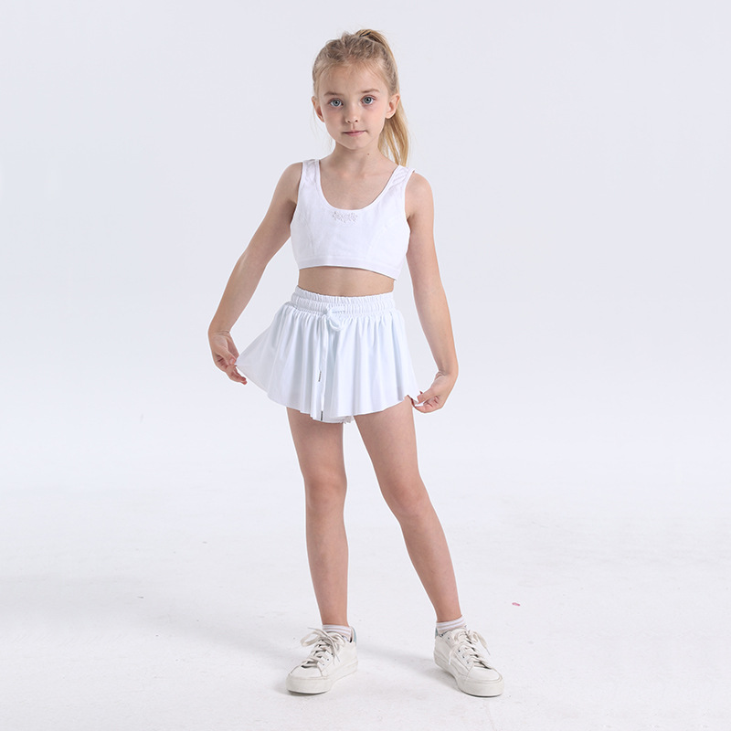 Kids Yoga Shorts Outfits High Waist Sportswear With Pockets Fitness Wear Short Pants Girls Running Elastic Prevent Wardrobe Culotte Double-deck Lining