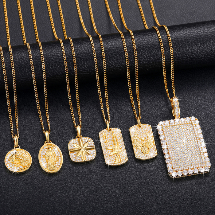Pendant Necklaces S925 Streamline Tag For Men Women Hip Hop Jewelry D VVS Necklace With Free 2MM Steel Cuban Chain 230519