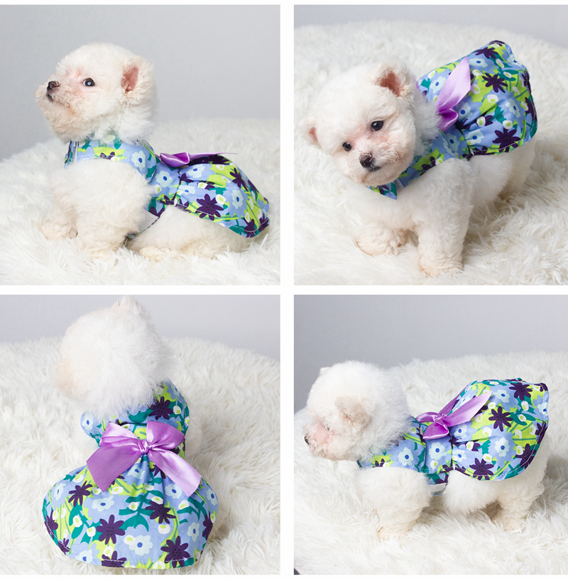 Girls ral Puppy Dresses Princess Bowknot Dress Cute Dogs Summer Outfits Dog Clothes for Yorkie Female Cat Small Pets 8 Styles S A723