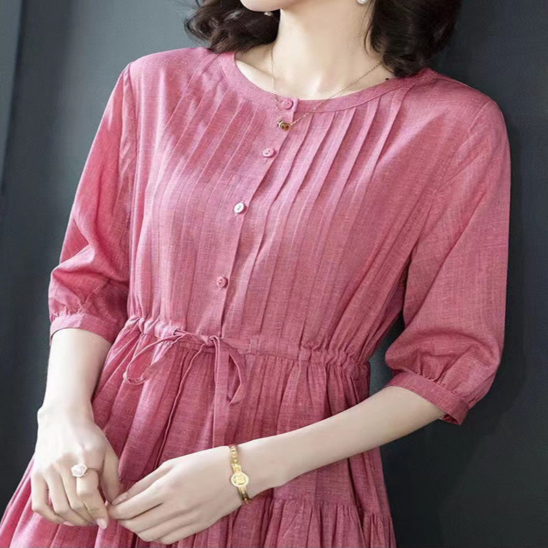 Basic Casual Dresses Women's Linen Long Dress Elegant Oriental Style Chinese Summer Dress Women's Adjustable Size Long Skirt 230519