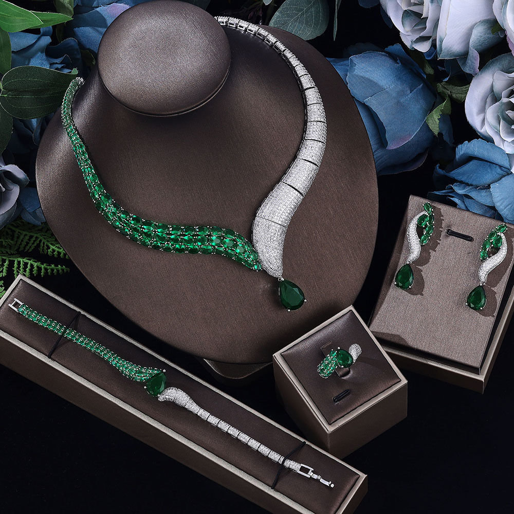 Wedding Jewelry Sets Top 4 Bride Set Water Drop Shape for Women s Accessories Necklace and Earring 230519