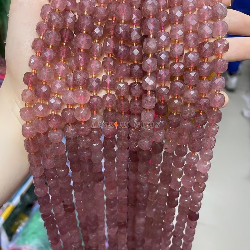 Beaded Necklaces Natural Lapis Lazuli Citrines Crystal Faceted Square Shape Beads Loose Spacer Pink Quartz For Jewelry Making Bracelet Accessory 23051