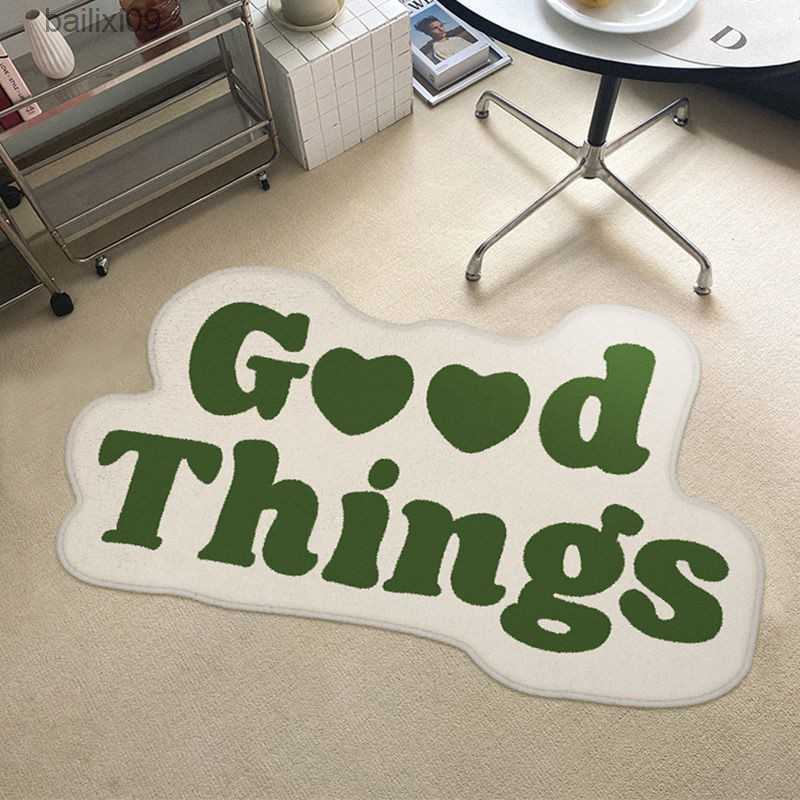 Creative Carpet with Irregular Letters Cashmere Anti-slip Dirt-resistant Doormat Kids Bedside Mat Aesthetic Home Room Decor Rug T230519