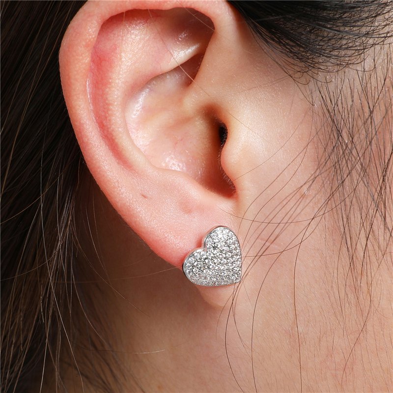 Stud Hip Micro 1Pair Heart Shape Pave Baguette Cubic Zircon Stone Ice out CZ Earring Bling Copper Earrings For Women Men Jewelry 230519