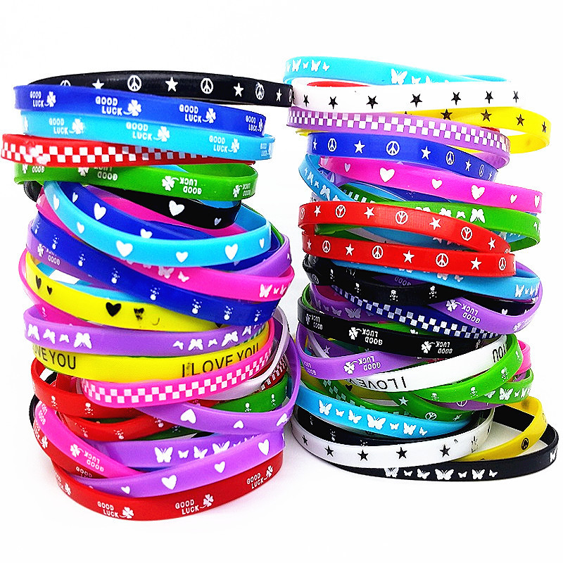 Chain 100pcs kids silicone bracelet wristband children boy girl assorted colors Love bangle family party gift mix styles Wholesale 230518