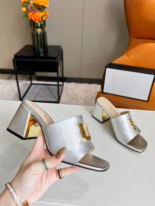2023 Fashion Dress Thick Heel Slippers Women's High Heels Exquisite Comfortable Genuine Leather Women's Square Head Sandals 35-43