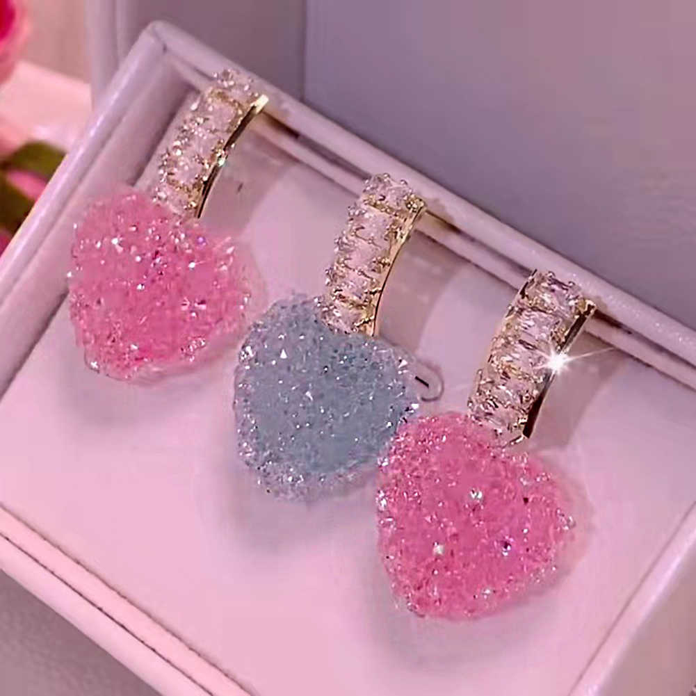 Charm 2022 New Arrival Trendy Lovely Cute Heart Dangle Earrings For Women Fashion Cute Sweet Crystal Jewelry Girl Gift Fondant Earring AA230518