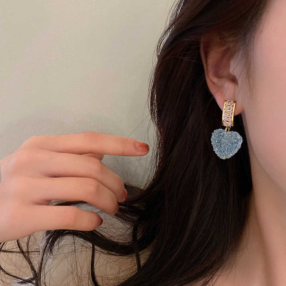 Charm 2022 New Arrival Trendy Lovely Cute Heart Dangle Earrings For Women Fashion Cute Sweet Crystal Jewelry Girl Gift Fondant Earring AA230518