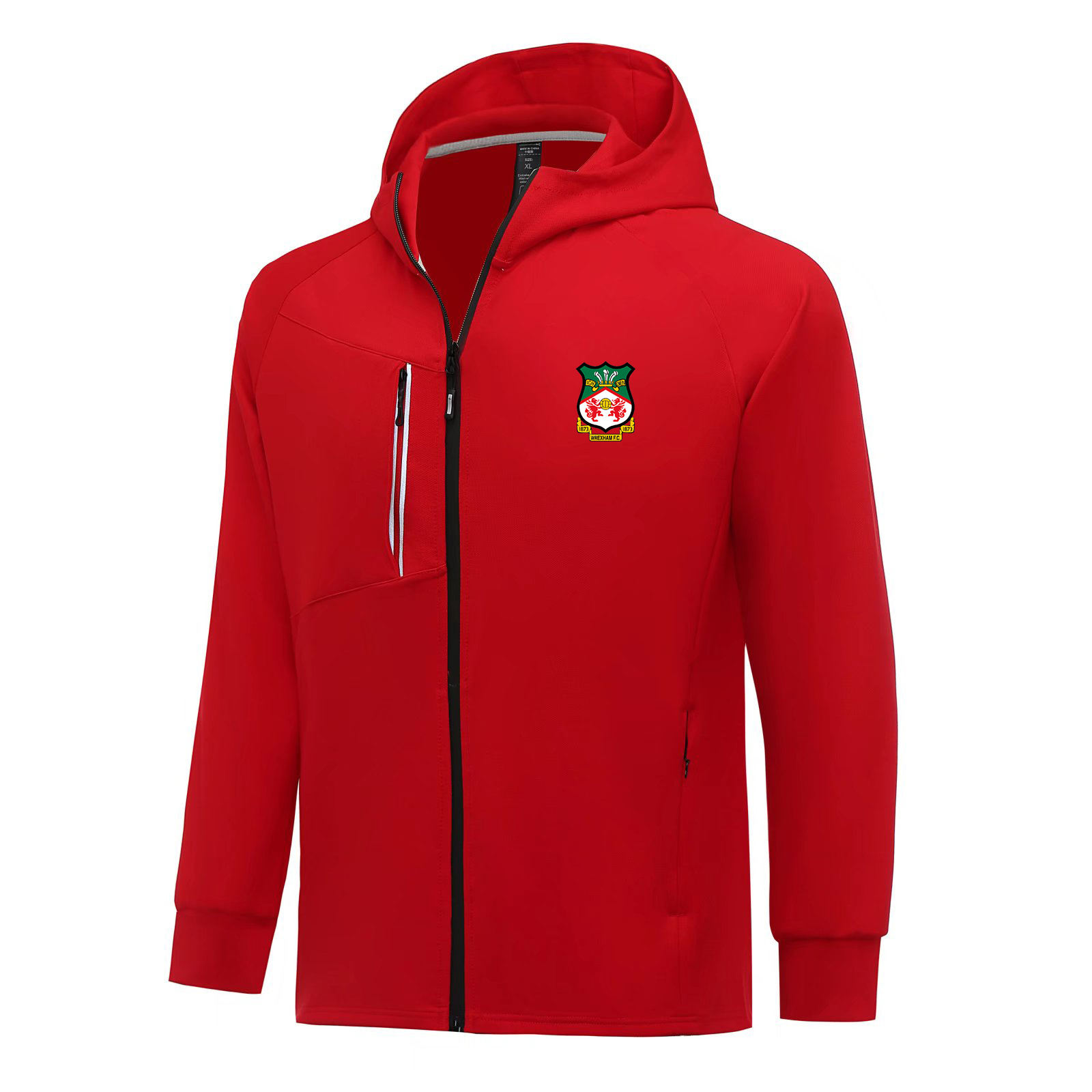 

Wrexham Football Club Men's Jackets Autumn warm coat outdoor jogging hooded sweatshirt soccer fan jacket, Gray