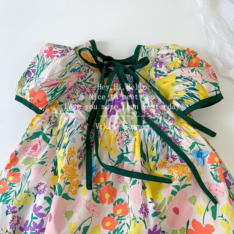 Girl's Dresses Little Girls Children Clothing Kawaii Summer Clothes For Teens Sun Orange Princess Dress Elegant Flower Girl Party Kids Dresses 23