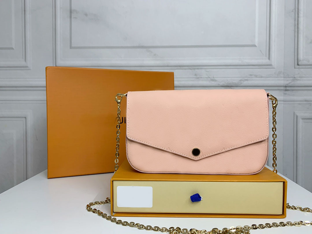 The latest handbag purse Fashion women's One shoulder bag high-quality three-piece combination bag with box oblique body designer Handbag purse 61276, Pink
The latest handbag purse Fashion women's One shoulder bag high-quality three-piece combination bag with box oblique body designer Handbag purse 61276, Pink