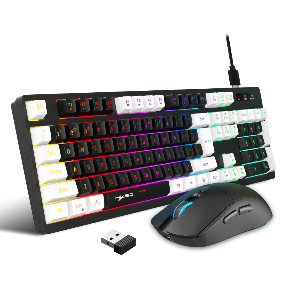 L98 104 Keys Gaming Keyboard Mouse Set 2.4G Wireless Multimedia RGB Backlit Rechargeable Gaming Kit 800-1600DPI
L98 104 Keys Gaming Keyboard Mouse Set 2.4G Wireless Multimedia RGB Backlit Rechargeable Gaming Kit 800-1600DPI