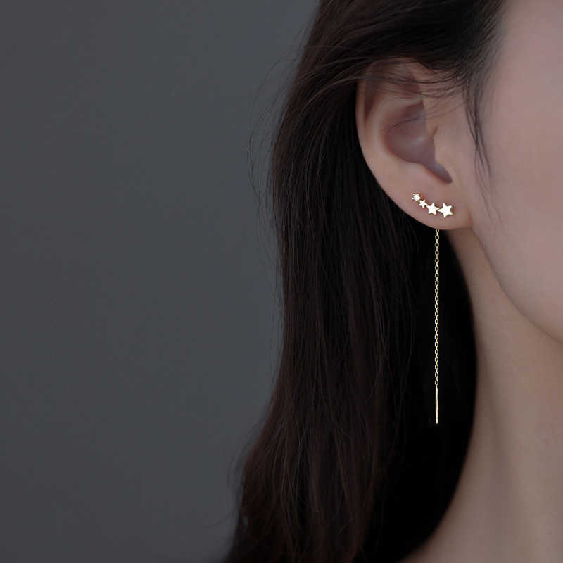 Charm JWER Trend Long Wire Tassel Thread Chain Climb Star Heart Beads Pendants Drop Earrings Women's Straight Hanging Earings Jewelry AA230518