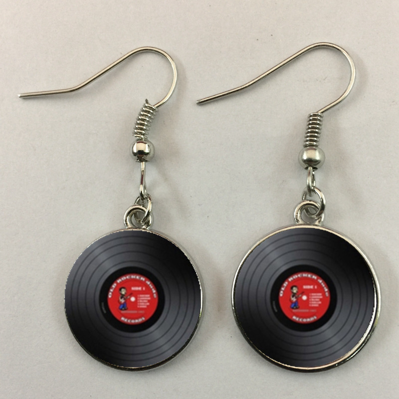 Stud Simple classic style vinyl record retro phonograph dome glass ladies earrings music lovers gifts wholesale and retail 230519