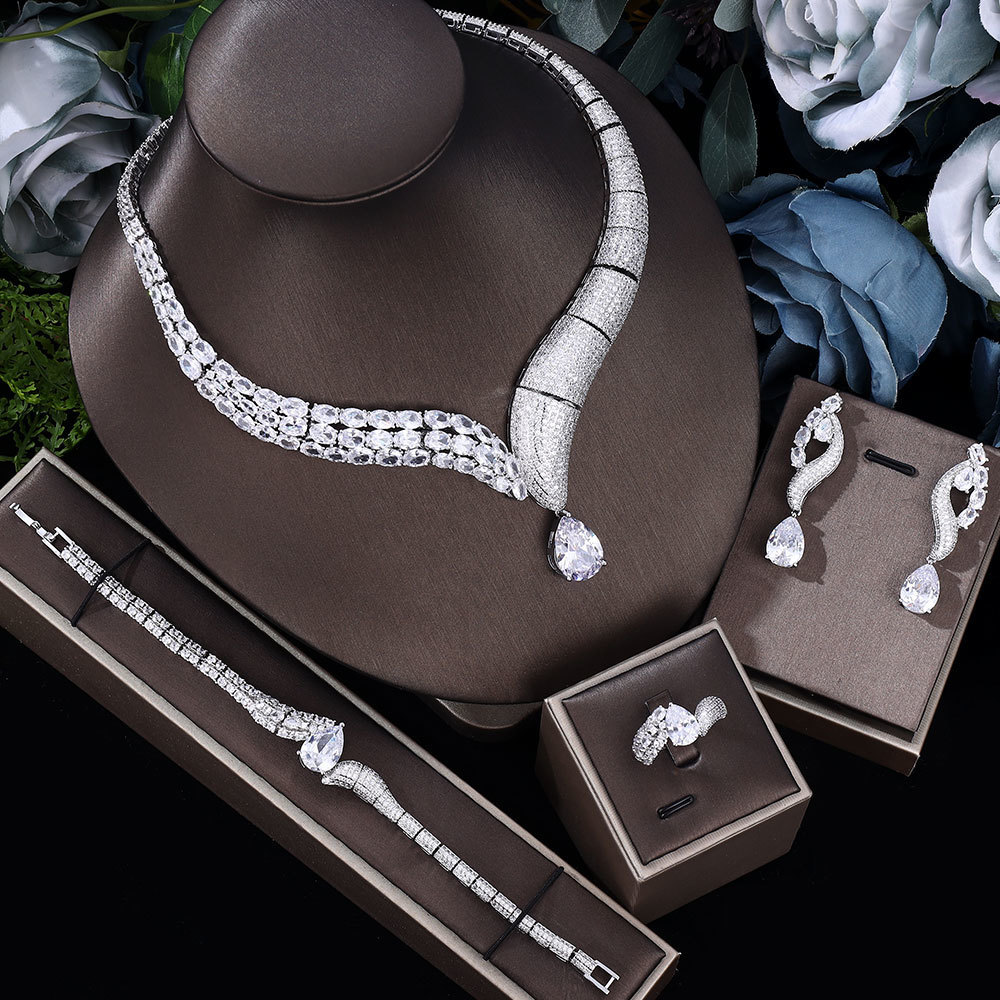 Wedding Jewelry Sets Top 4 Bride Set Water Drop Shape for Women s Accessories Necklace and Earring 230519