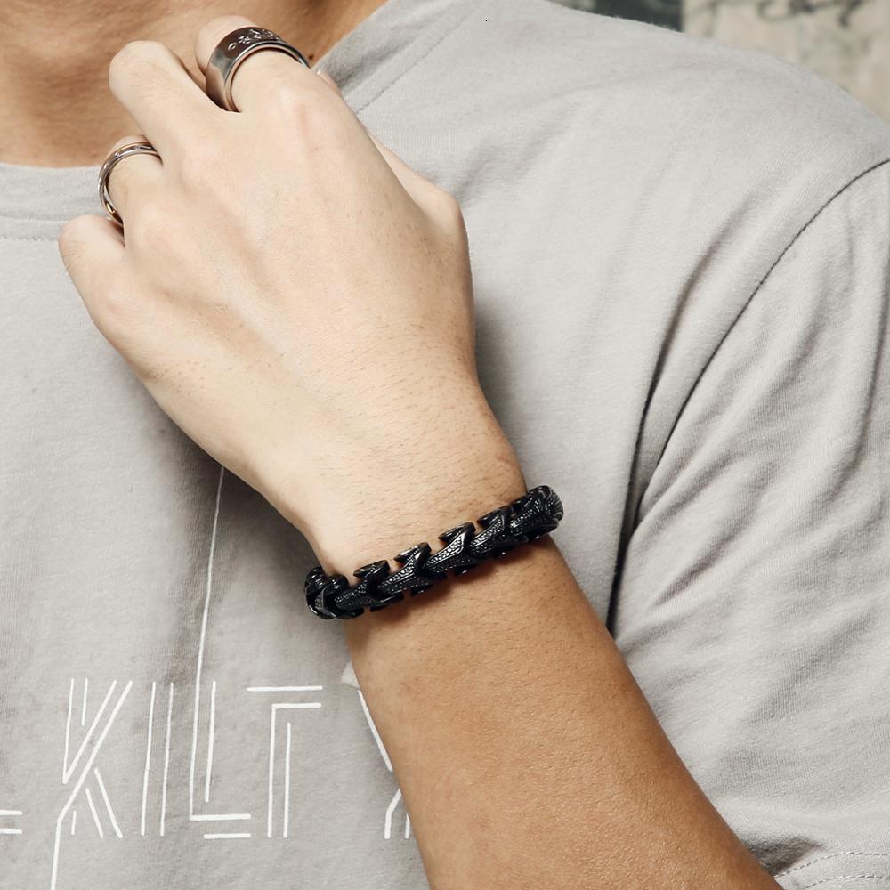 Chain Fongten Punk Dragon Snake Link Chain Mens Bracelet 316L Stainless Steel Black Gold Silver Color Viking Fashion Bracelets Jewelry 230519