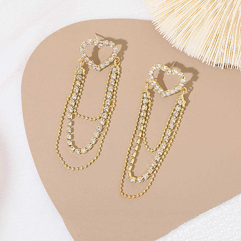 Charm 2022 Love Tassel Multilayer Chain Hotselling Earrings New Trendy Korean Heartshaped Rhinestone Earrings Party Jewelry Gifts AA230518