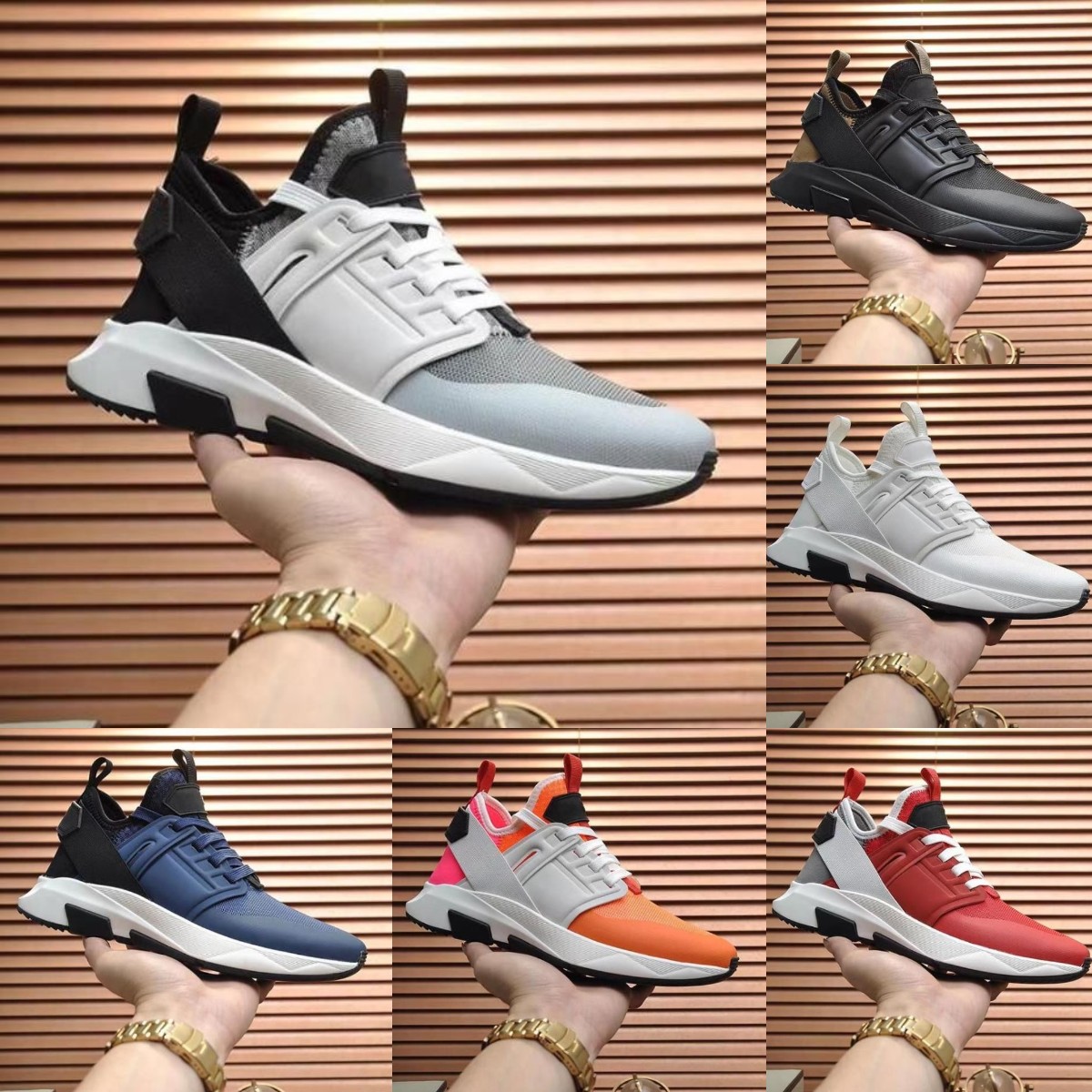 Tom Ford Jago Sneakers Designer Casual Shoes Men Trainers Sports Black Red Grey Cowhide With Breathable Fabric Jagga Sneakers Size 38-45, Color7
Tom Ford Jago Sneakers Designer Casual Shoes Men Trainers Sports Black Red Grey Cowhide With Breathable Fabric Jagga Sneakers Size 38-45, Color7