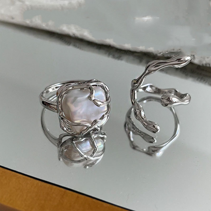 Band Rings INS Fashion Silver Color Minimalist Irregular Twined Finger Creative Geometric Punk Opening for Women Girls Jewelry 230519