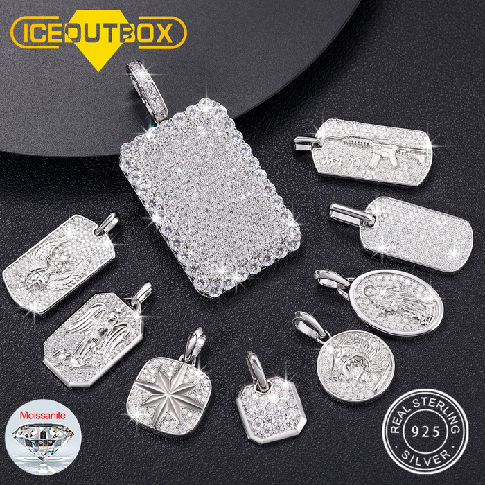 Pendant Necklaces S925 Streamline Tag For Men Women Hip Hop Jewelry D VVS Necklace With Free 2MM Steel Cuban Chain 230519