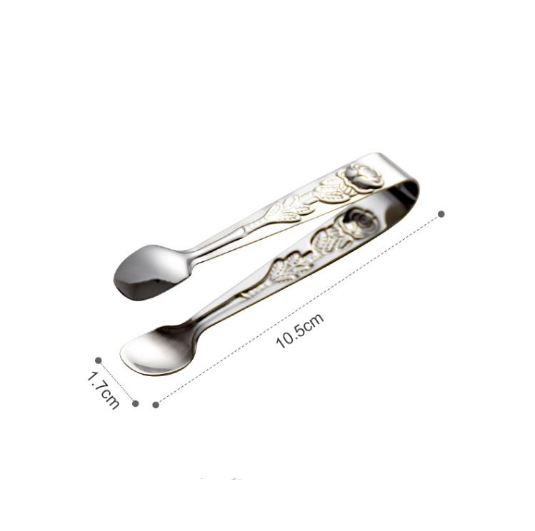 Rose Engraved Mini Tong Stainless Steel Sugar Tongs Bar Cube Ice Clip Kitchen Tool Accessories SN778