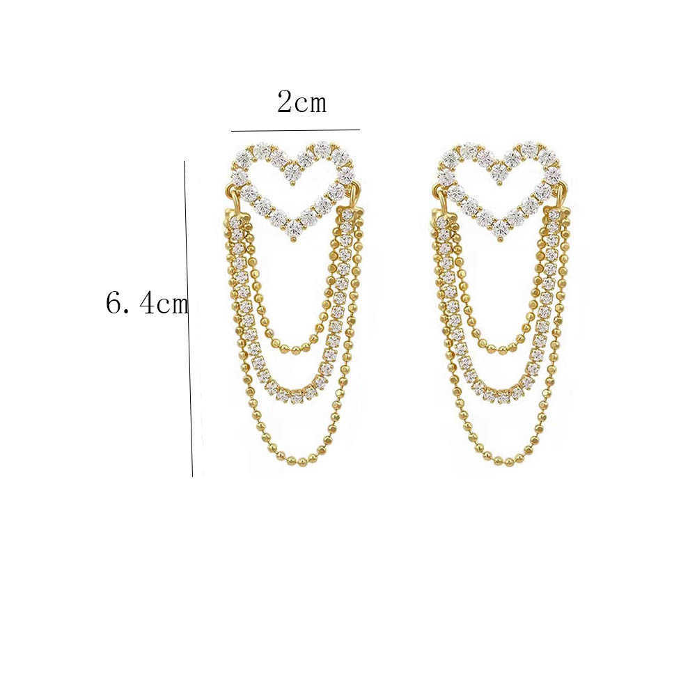 Charm 2022 Love Tassel Multilayer Chain Hotselling Earrings New Trendy Korean Heartshaped Rhinestone Earrings Party Jewelry Gifts AA230518
