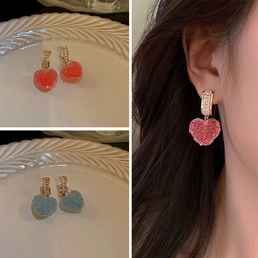 Charm 2022 New Arrival Trendy Lovely Cute Heart Dangle Earrings For Women Fashion Cute Sweet Crystal Jewelry Girl Gift Fondant Earring AA230518