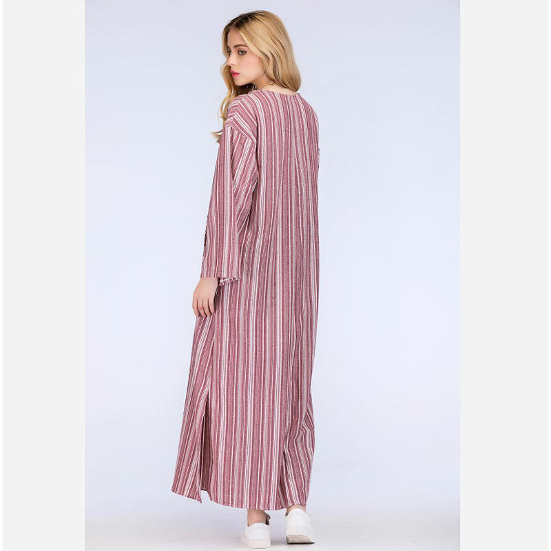 Basic Casual Dresses Womens Cotton Linen Dress Big size 5XL large size Kaftan Long Sleeve Summer Striped Women Large Size Long Maxi Boho Dresses 23051