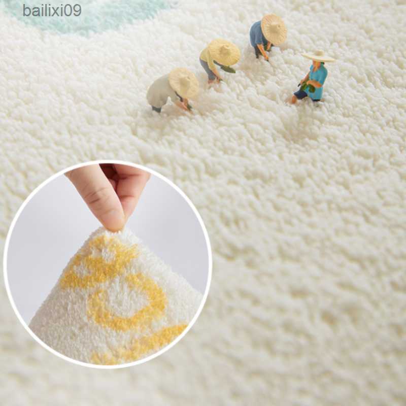 Fashion Dirtyresistant Cartoon Living Room Carpet Cute Soft Sunflower Round Children Room Rug Washable Easy Care Nonslip Rugs T230519