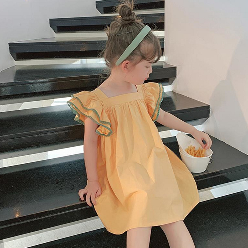 Girl's Dresses Girls Dress Flying Sleeves Square Collar Sweet Dress Princess Vestidos Summer Baby Kids Clothes Children'S Clothing 230519