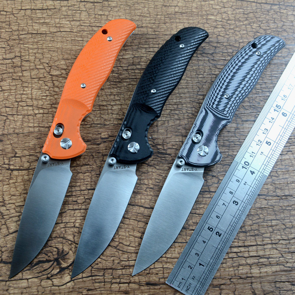 Y-START JIN02 Fold Knives axial lock D2 satin blade ball bearing washer G10 handle outdoor knife camping hunting pocket knife EDC tools
Y-START JIN02 Fold Knives axial lock D2 satin blade ball bearing washer G10 handle outdoor knife camping hunting pocket knife EDC tools