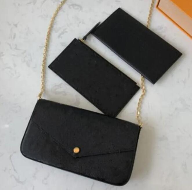 Luxury Designer Woman Bag Handbag Shoulder bags Original box Purse embossed patterns flowers letters card slot three in one1