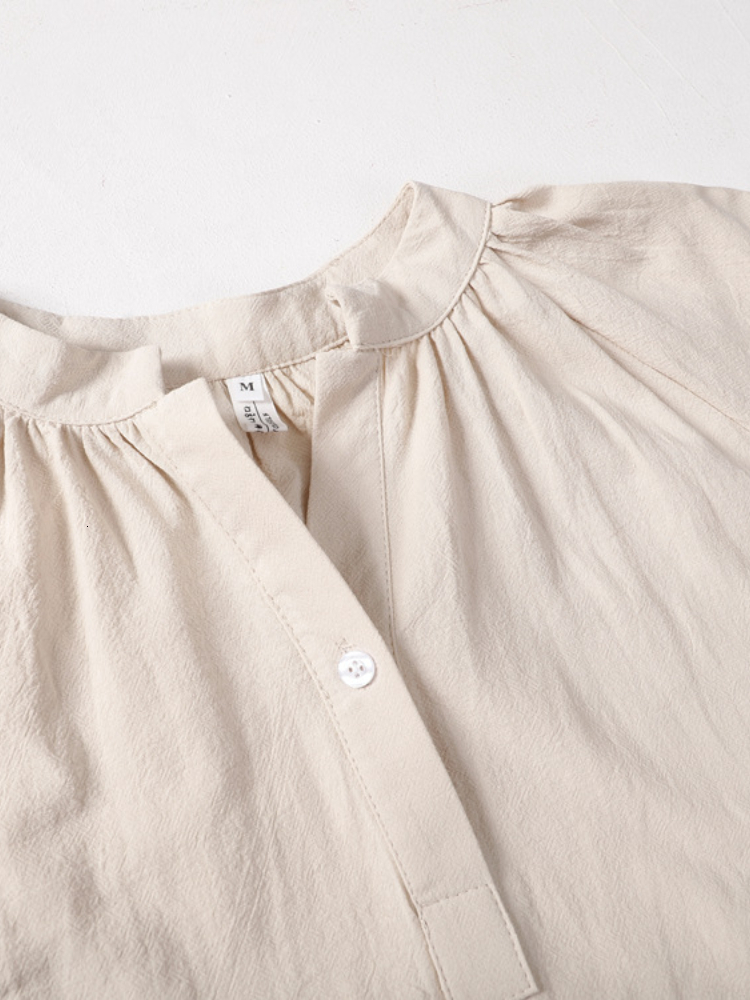 Basic Casual Dresses Summer Loose Ladies Dress Solid Color Simple Cotton and Linen Shirt Dress Mid-length V-neck Over-the-knee Casual Dress 230519