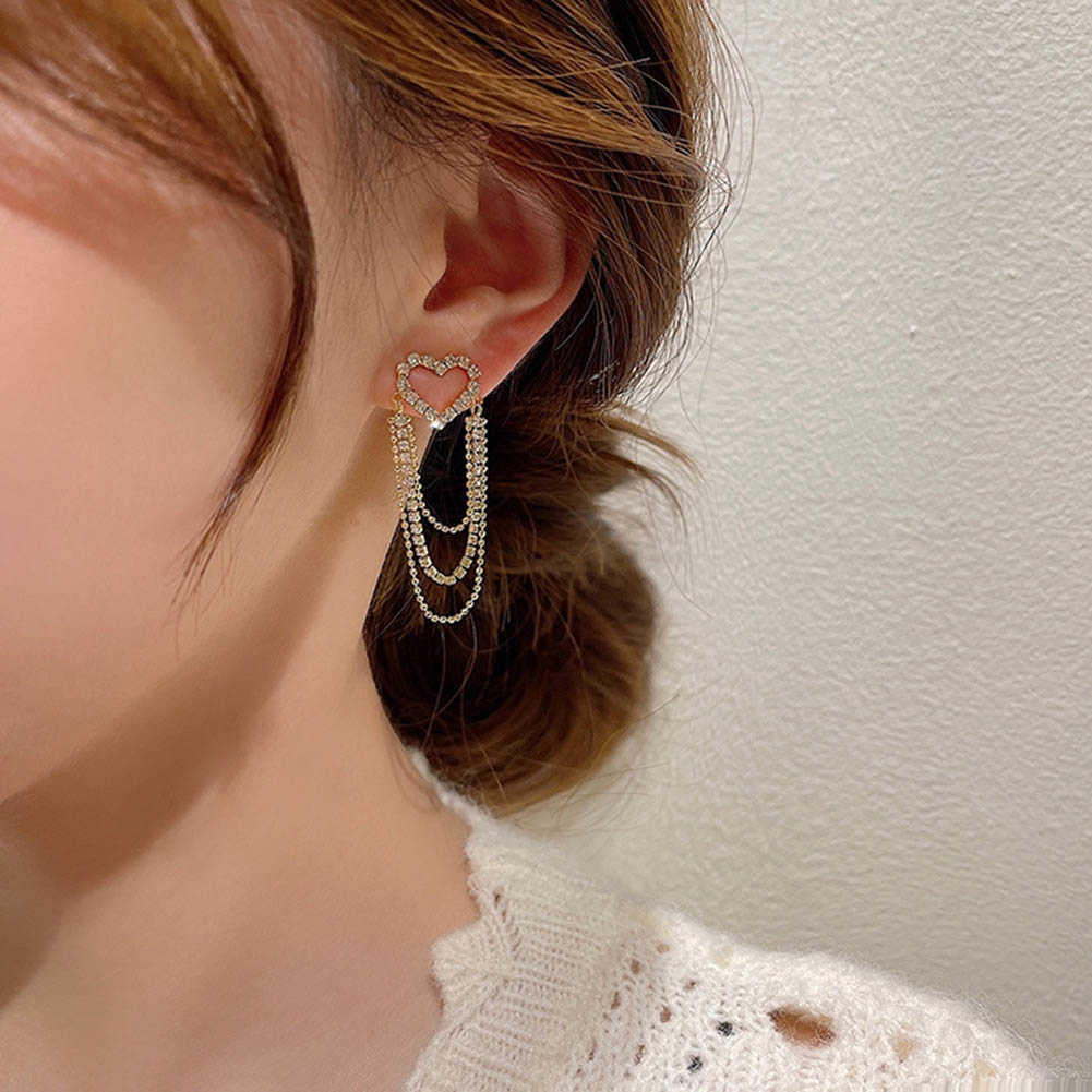 Charm 2022 Love Tassel Multilayer Chain Hotselling Earrings New Trendy Korean Heartshaped Rhinestone Earrings Party Jewelry Gifts AA230518