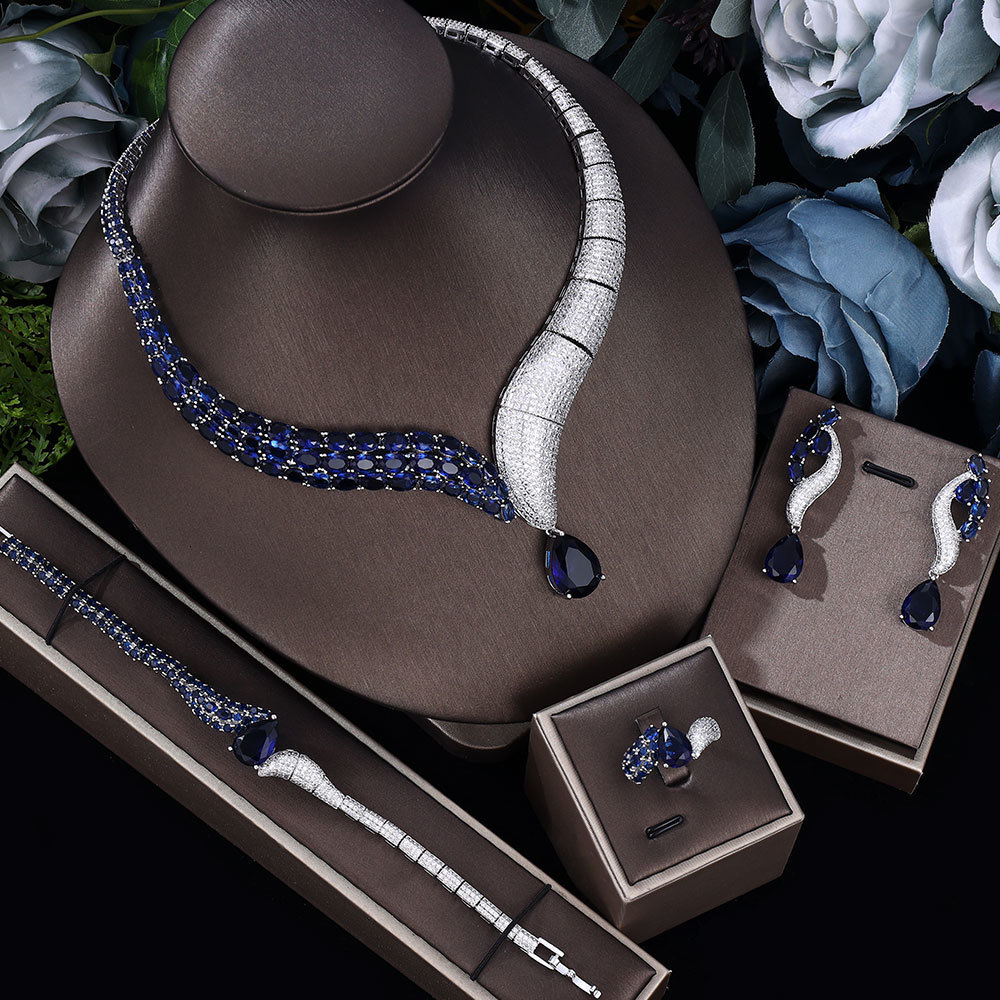 Wedding Jewelry Sets Top 4 Bride Set Water Drop Shape for Women s Accessories Necklace and Earring 230519