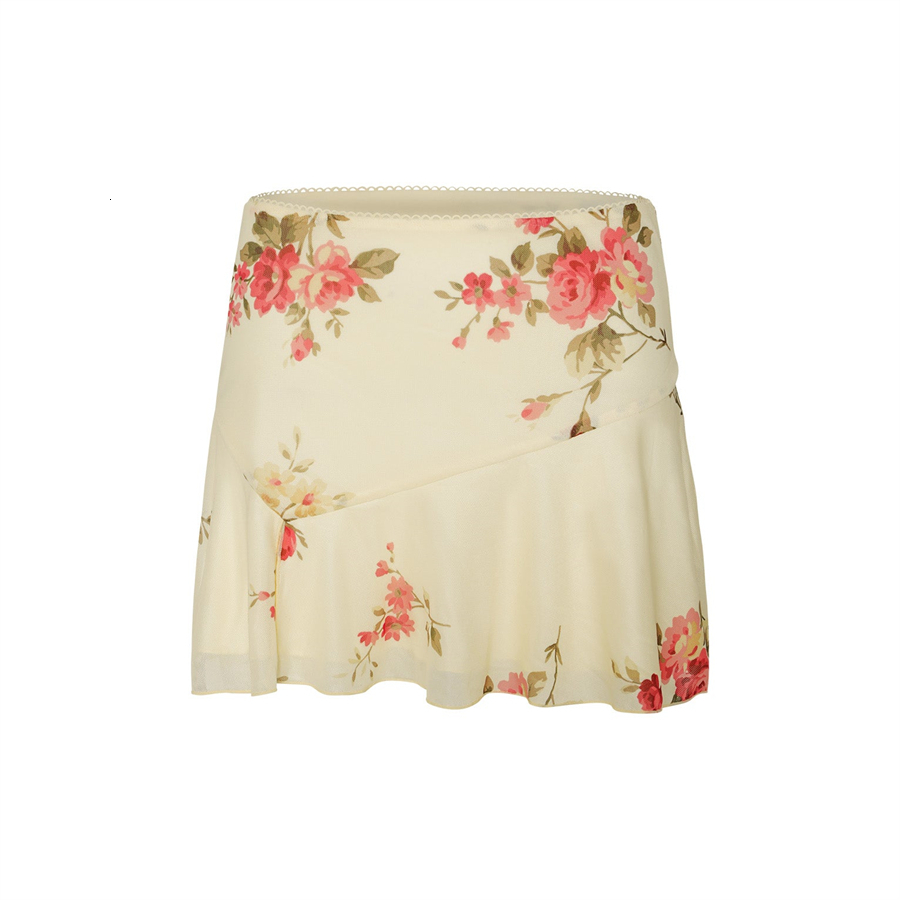 Two Piece Dress wsevypo Elegant Floral TwoPiece Matching Sets Women Summer Beach Party Outfits Short Sleeve Tie Up Corset Crop TopsMini Skirt 230518