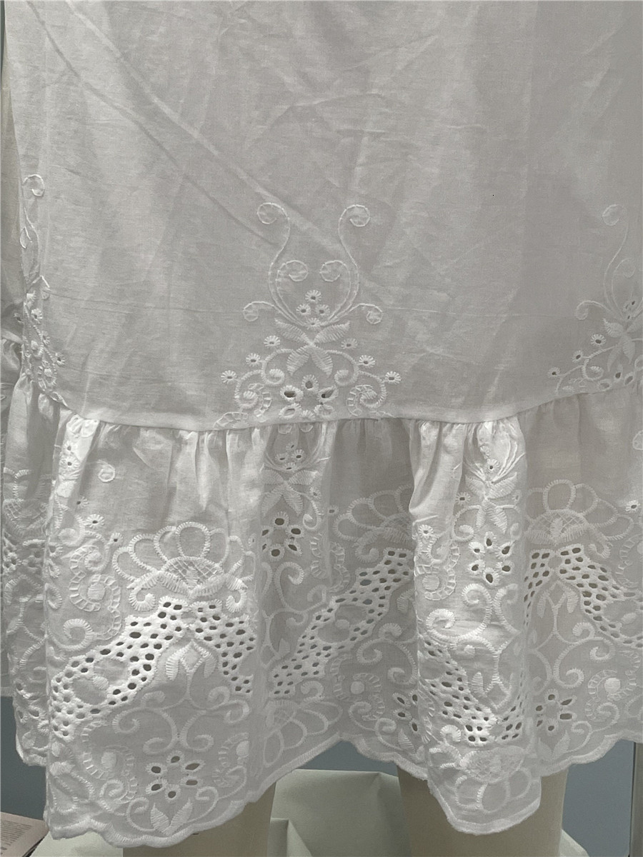 Basic Casual Dresses White Mini Dress Women Boho Beach Dress Ladies Summer Lace Hollow Out Dress Female Loose Elegant Lace Up Vestido Mujer 230519