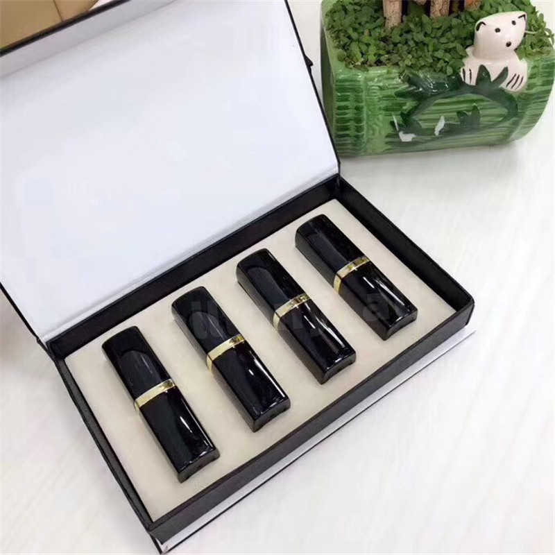 Brand Matte Lipstick 4-color black bucket waterproof lasting veet makeup lipstick set
