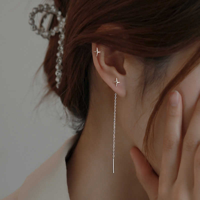 Charm JWER Trend Long Wire Tassel Thread Chain Climb Star Heart Beads Pendants Drop Earrings Women's Straight Hanging Earings Jewelry AA230518