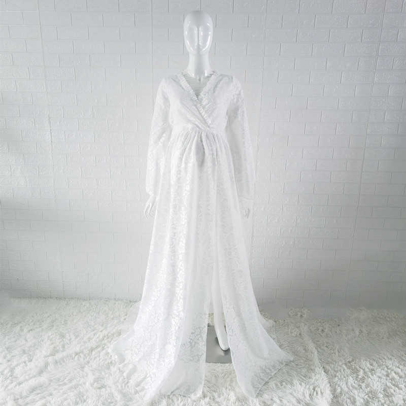 Maternity Photography Props Long Dresses Flare Sleeve See Through Maternity Photo Shoot Dress R230519